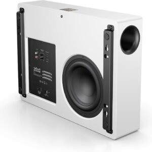 Nubert nuSub XW-800 Slim | Weißer Wireless Subwoofer | Lautsprecher für Bass & Effekte | Surround & Action auf höchstem Niveau | Downfire mit Aktiv-Technologie | LFE-Box mit 36 Hz | Wand-Subwoofer