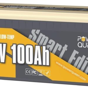 Power Queen 24 V 100 Ah Bluetooth LiFePO4-Akku, 15.000 Zyklen max., 10 Jahre Lebensdauer Lithium-Akku mit Untertemperaturschutz, perfekt für Trolling-Motor, Marine, Heimspeicher