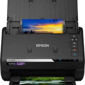 Epson FastFoto FF-680W Scanner (Scannt 10 x 15 Fotos in einer Sekunde, bis zu DIN A4, beidseitiger Scan, automatische Ausrichtung, Zuschneiden und Optimierung, einfaches Speichern von Bildern)