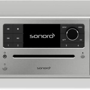 sonoro Prestige Compact System with CD Player, Bluetooth and Internet Radio (FM, Wi-Fi, DAB Plus, Spotify, Deezer) Silver