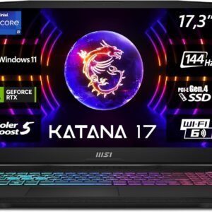 MSI Katana 17 B13VGK-671 Gaming Laptop, 17.3 Inch FHD, 144Hz, Intel Core i9-13900H, 16GB DDR5-5200, 1TB SSD, NVIDIA GeForce RTX 4070
