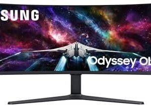 Samsung Odyssey Neo G95NC Curved Gaming Monitor, 57 Zoll, VA-Panel, 7.680 x 2.160 Pixel, Quantum Mini LED, Freesync Premium Pro, Bildwiederholrate 240 Hz, Reaktionszeit 1 ms (G/G), Weiß